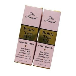2 Lot Too Faced Born This Way SABLE Super Sculpting Concealer .45fl oz each  NEW